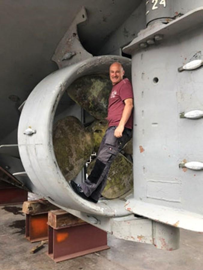 a person sitting on a large machine aboard ASTRA Yacht for Sale