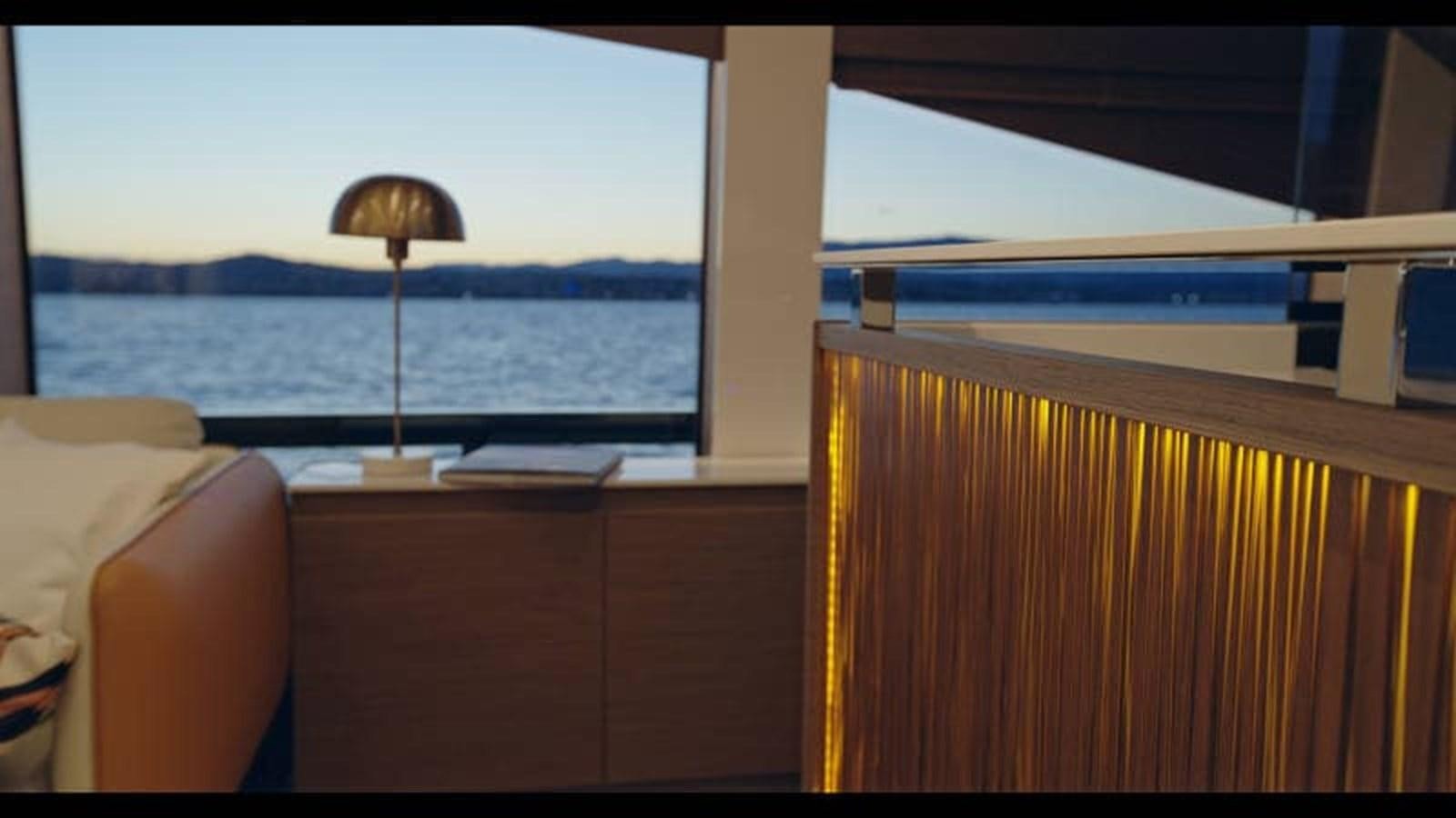 a lamp on a balcony aboard ROCKSTAR Yacht for Sale