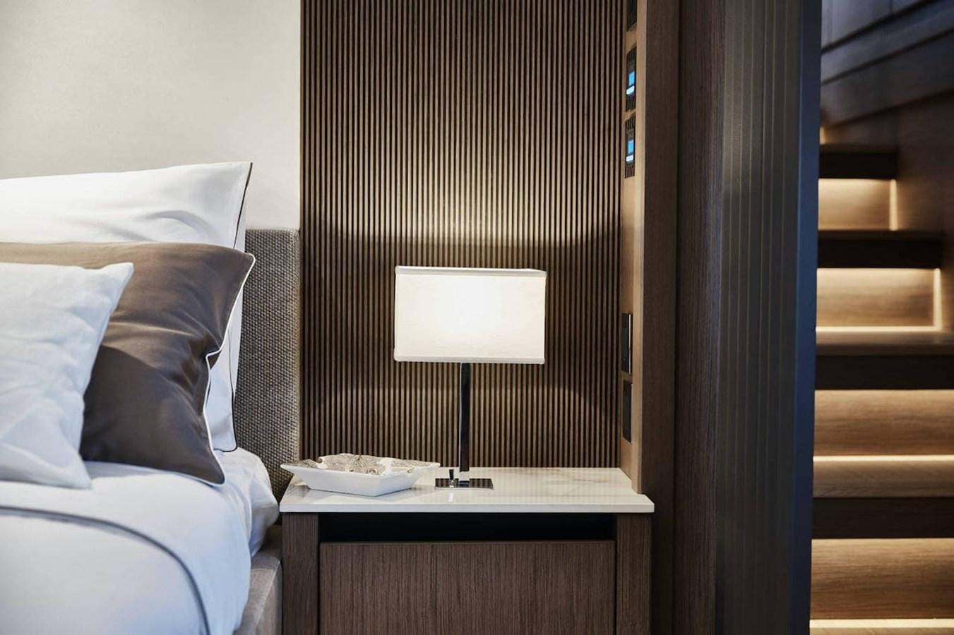 a lamp on a table aboard ROCKSTAR Yacht for Sale