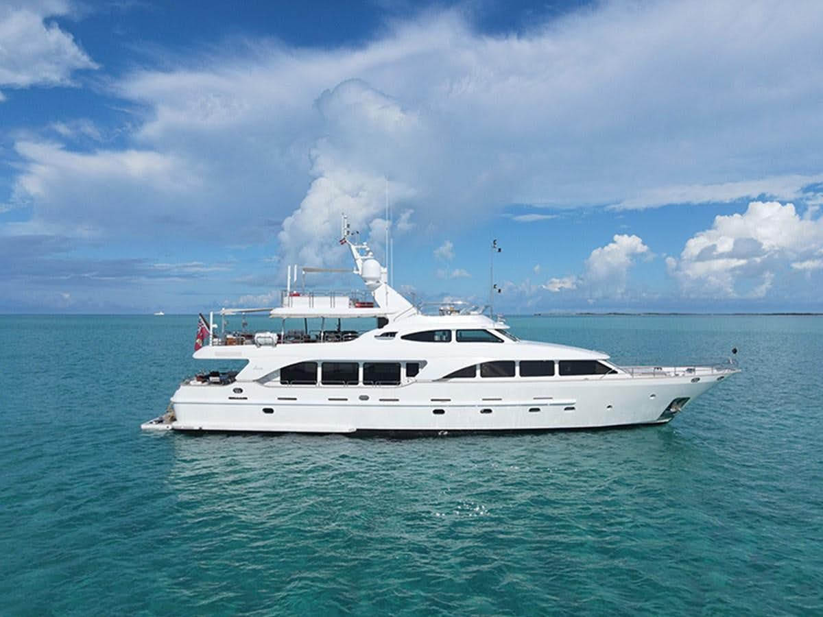 a white yacht in the water aboard BW Yacht for Sale