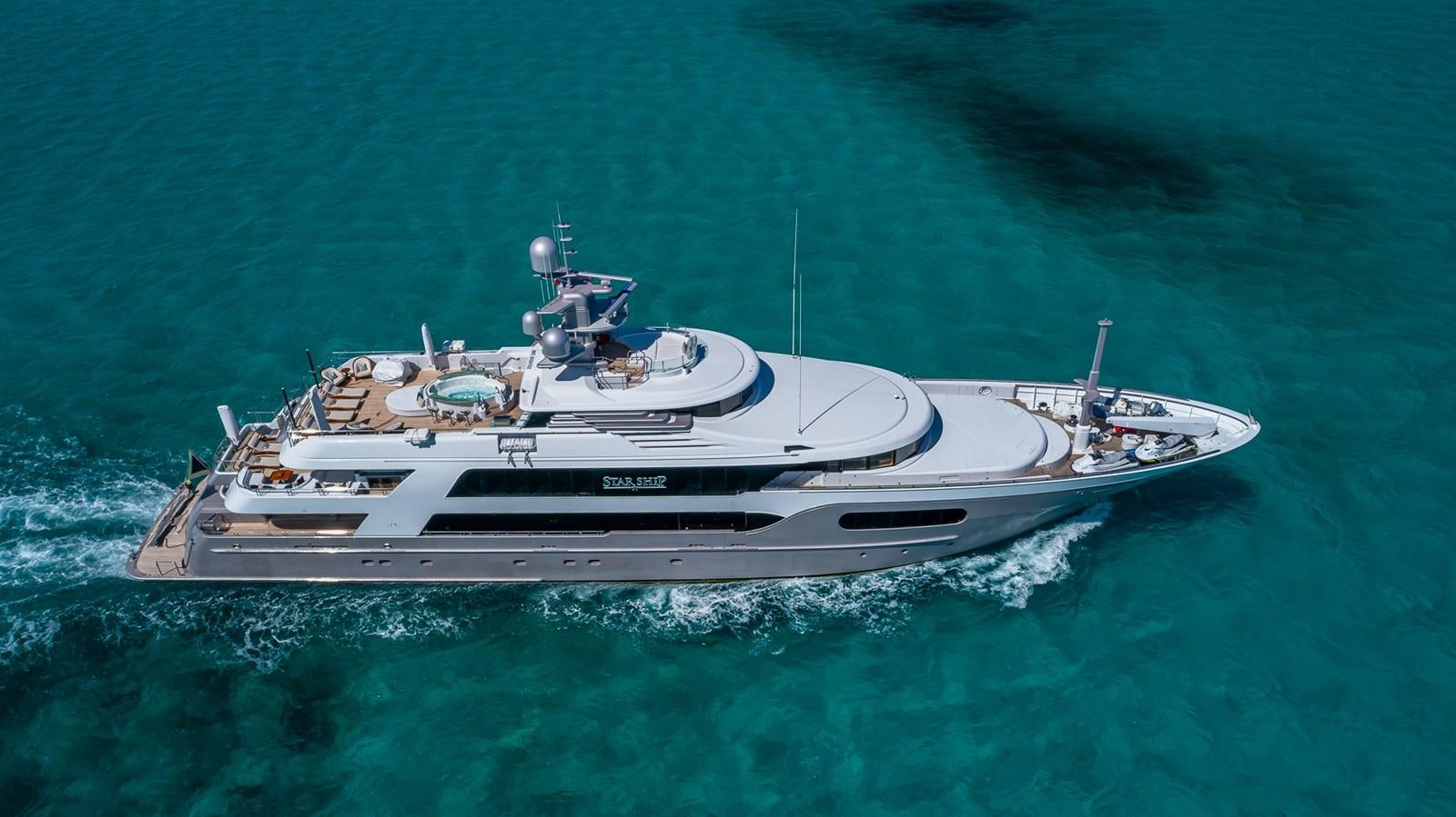 a boat in the water aboard STARSHIP Yacht for Charter