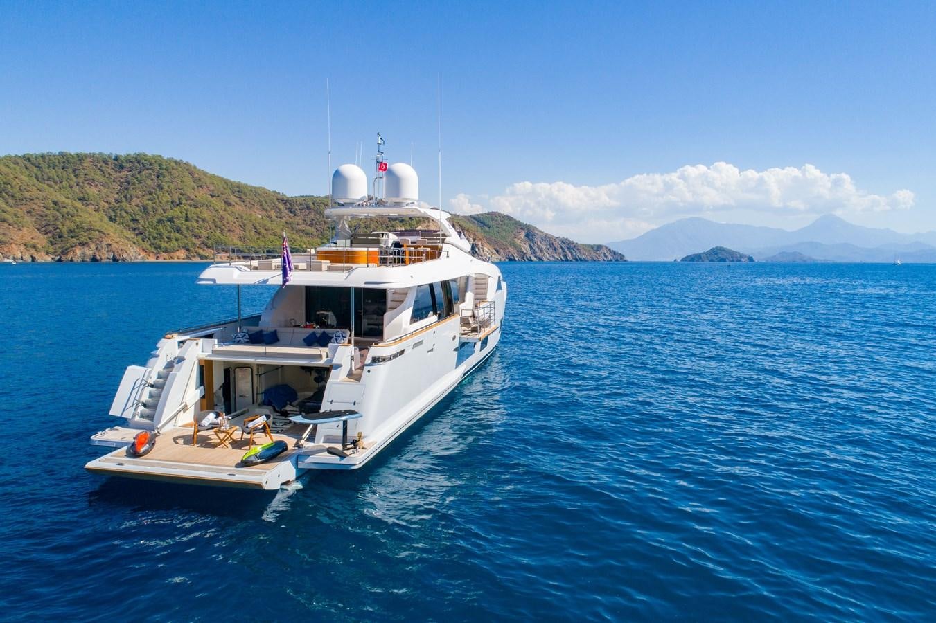 a boat in the water aboard ARES Yacht for Sale