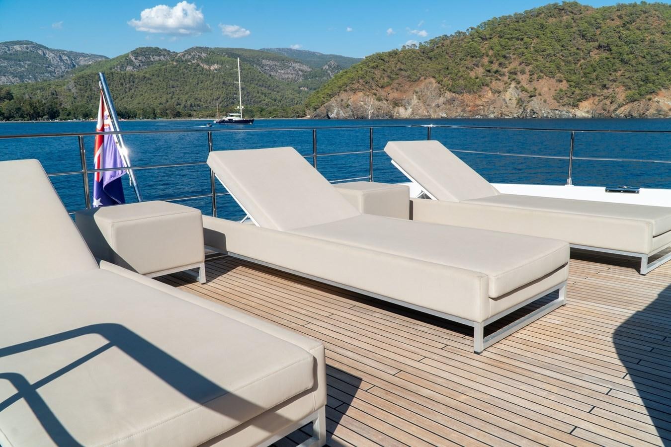 a boat on a dock aboard ARES Yacht for Sale