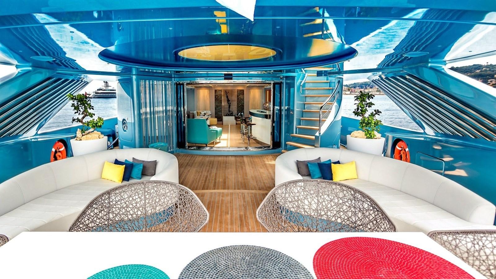 a modern looking living room aboard QUEEN ALLA Yacht for Sale