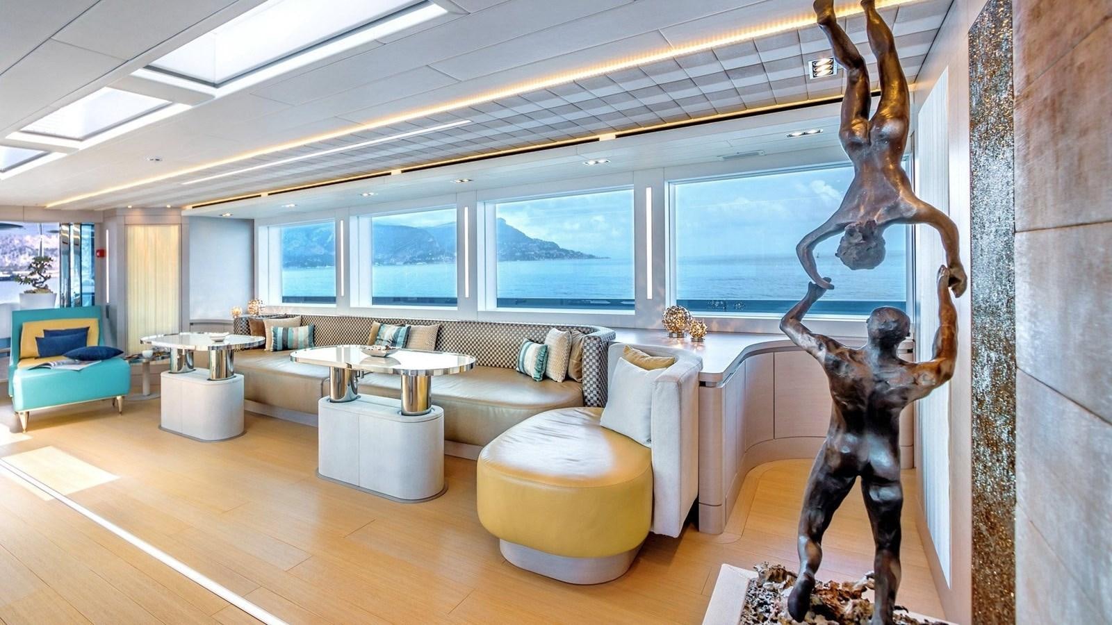 a room with a statue aboard QUEEN ALLA Yacht for Sale