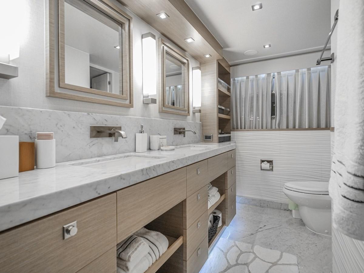 a bathroom with a sink and a toilet aboard SEASEID Yacht for Sale