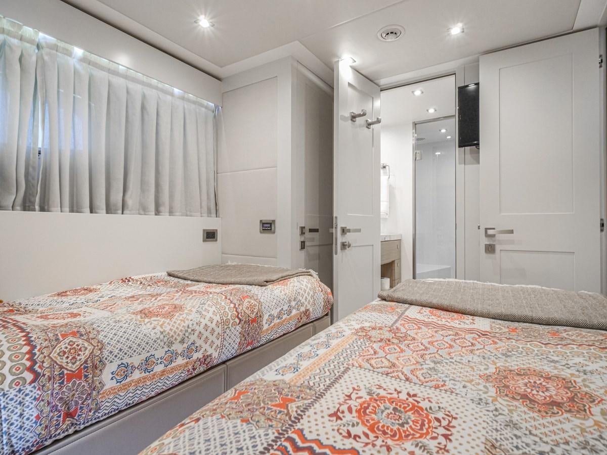 a couple of beds in a hotel room aboard SEASEID Yacht for Sale