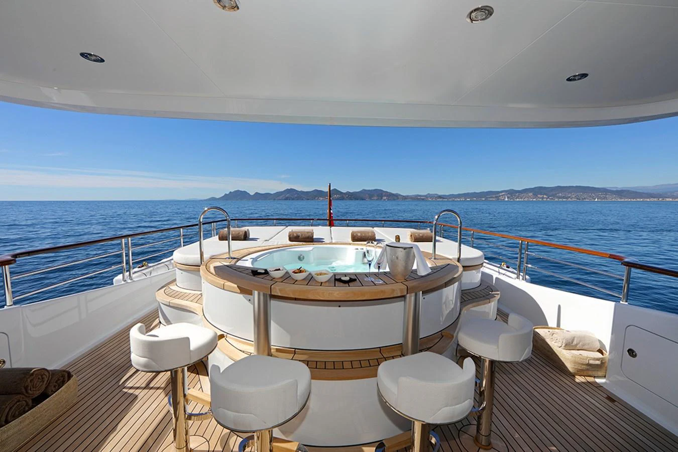 a boat on a deck aboard SOLIS Yacht for Charter