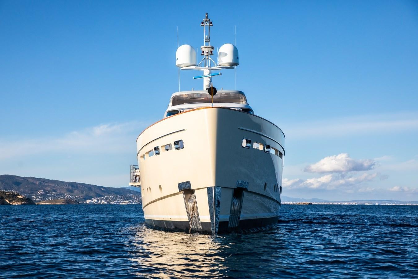 a large white ship in the water aboard SOLIS Yacht for Sale
