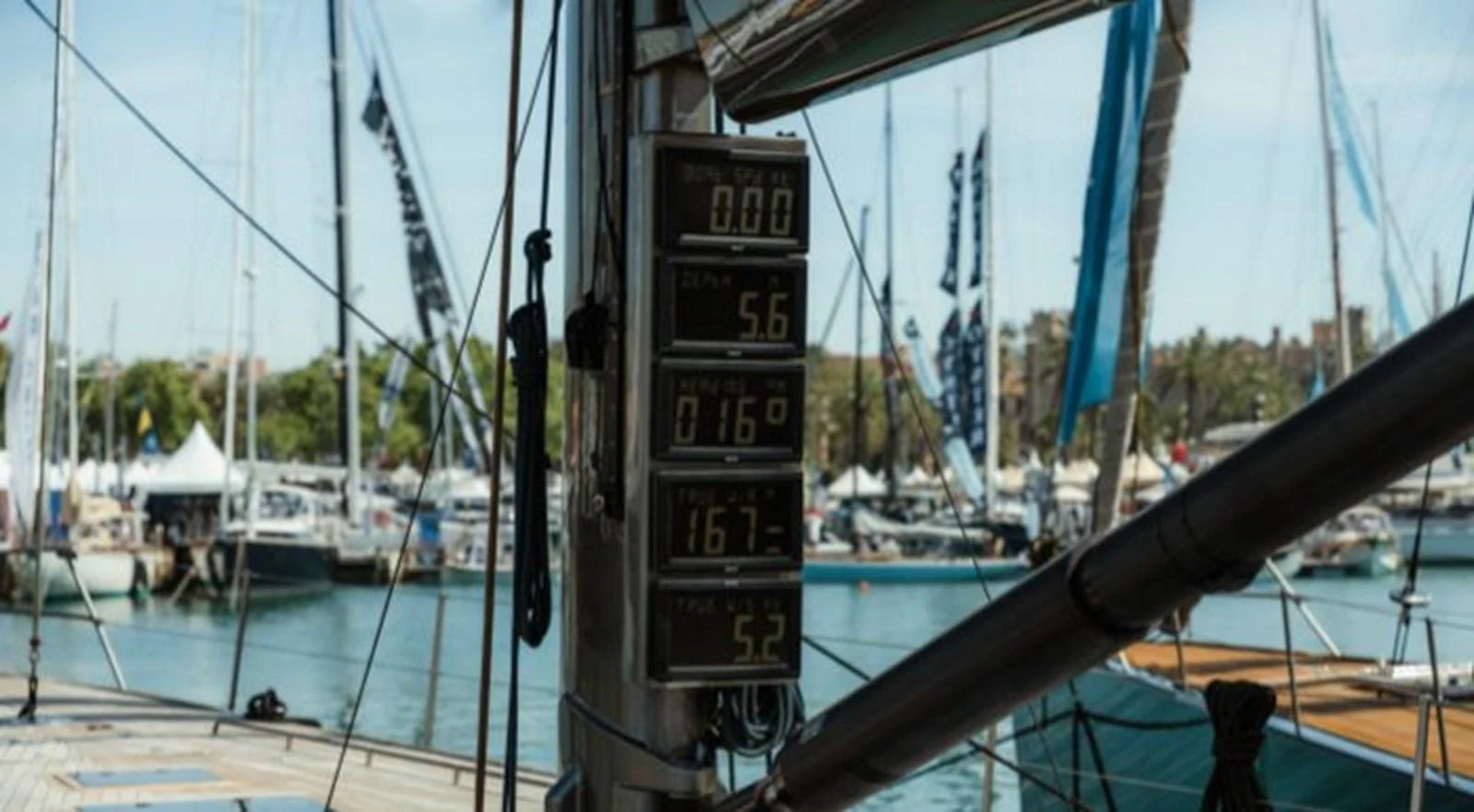 a telephone booth with sailboats aboard Y3K Yacht for Sale