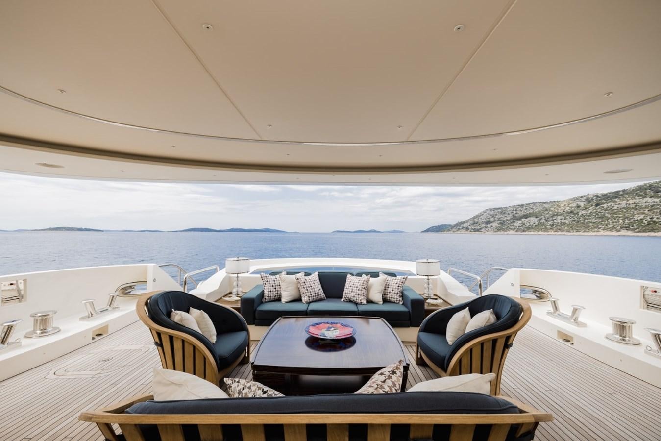 a living room with a large body of water aboard BELLE ANNA Yacht for Sale