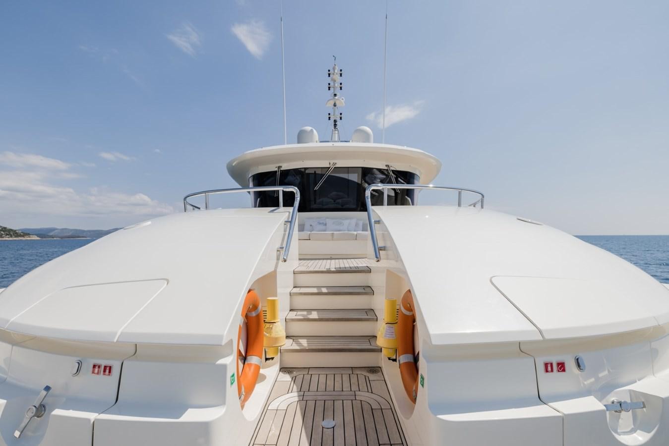 a white airplane with a ladder on the front of it aboard BELLE ANNA Yacht for Sale