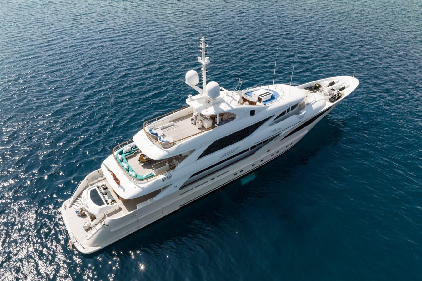 a white boat in the water aboard BELLE ANNA Yacht for Sale