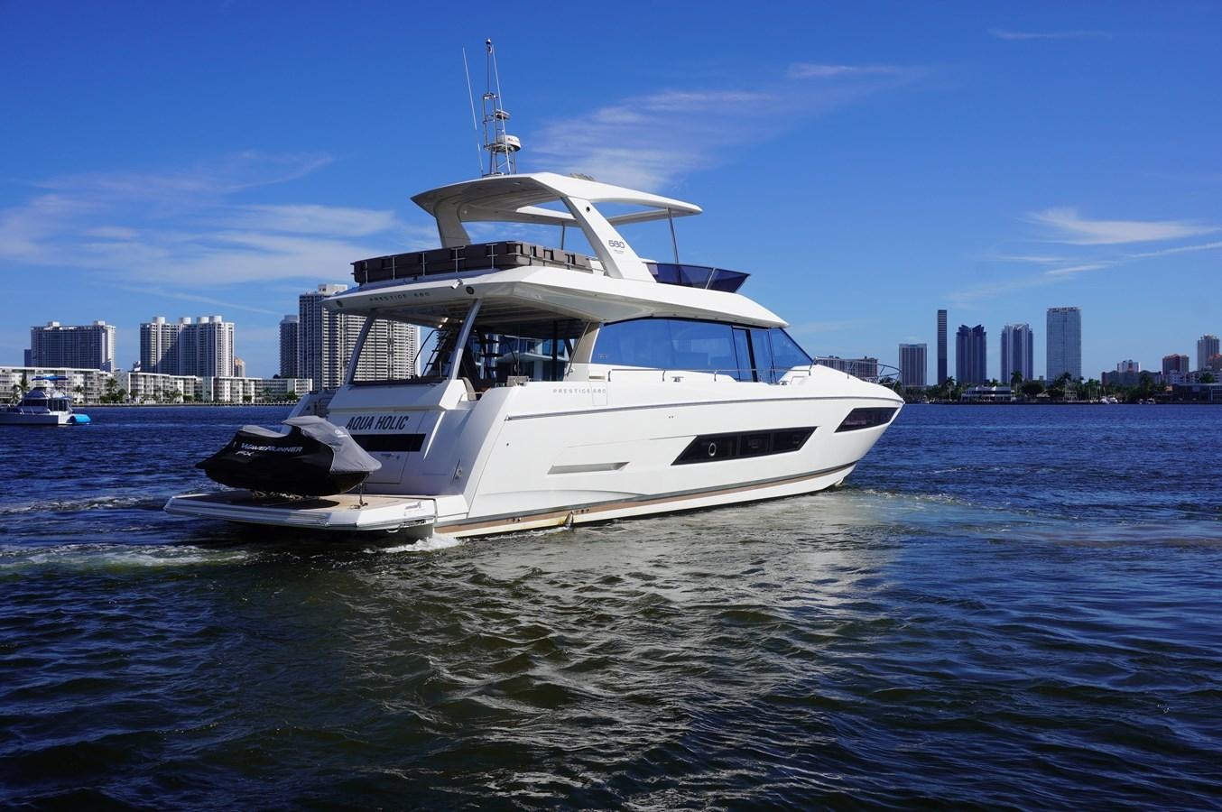 a boat on the water aboard 2017 PRESTIGE 680  Yacht for Sale