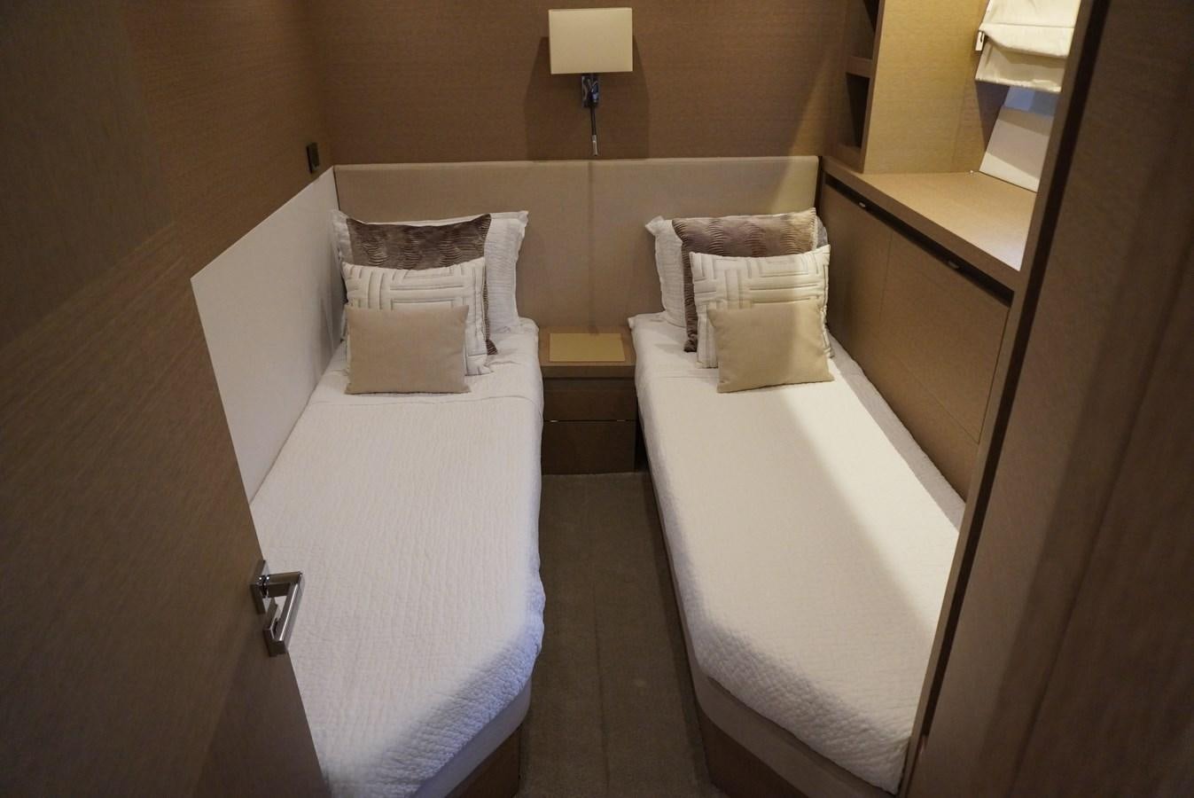 a couple of beds in a hotel room aboard 2017 PRESTIGE 680  Yacht for Sale