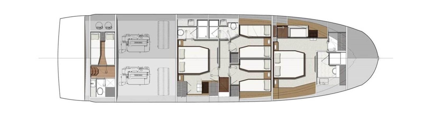 a sketch of a building aboard 2017 PRESTIGE 680  Yacht for Sale