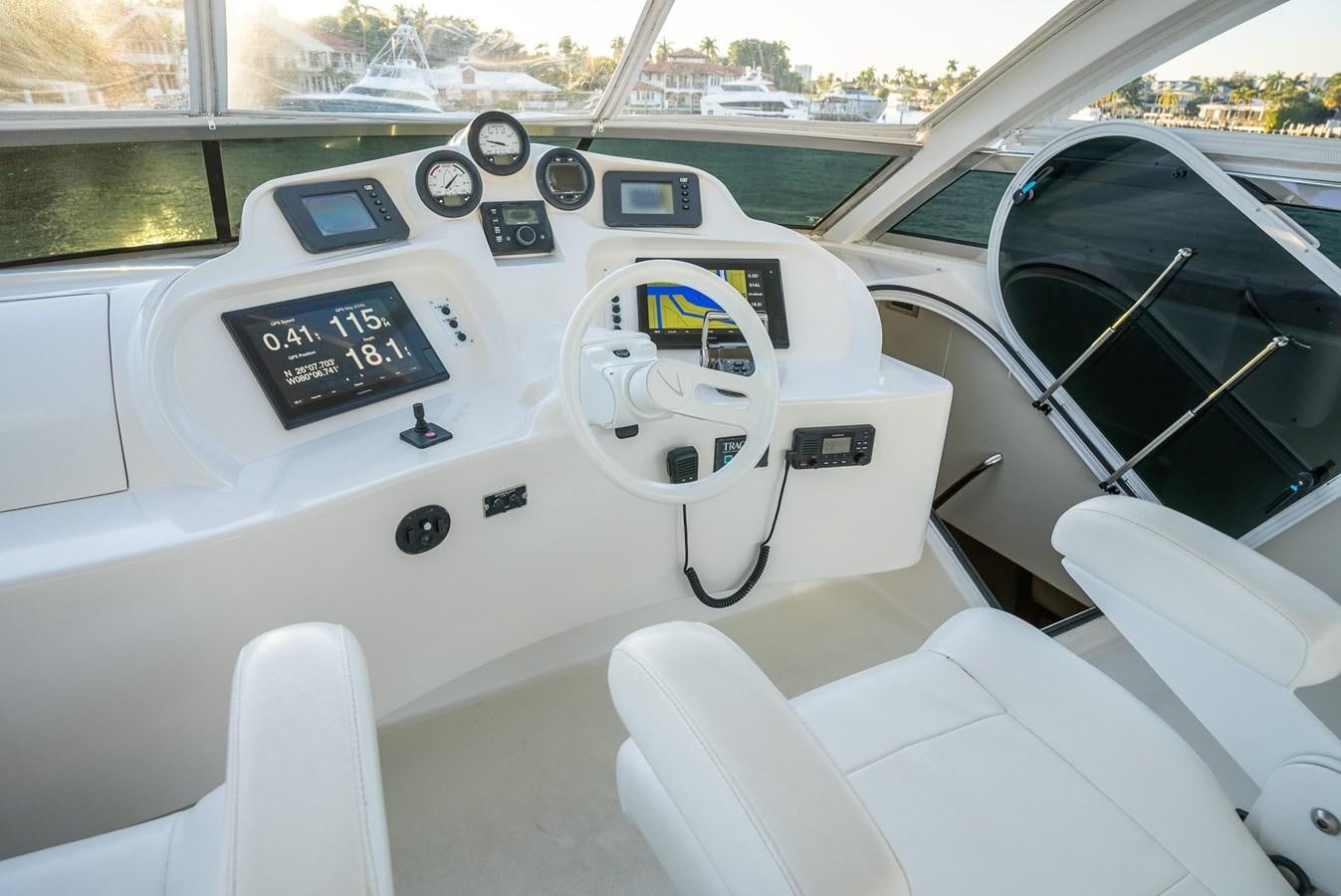 the inside of a car aboard COMPROMISE Yacht for Sale