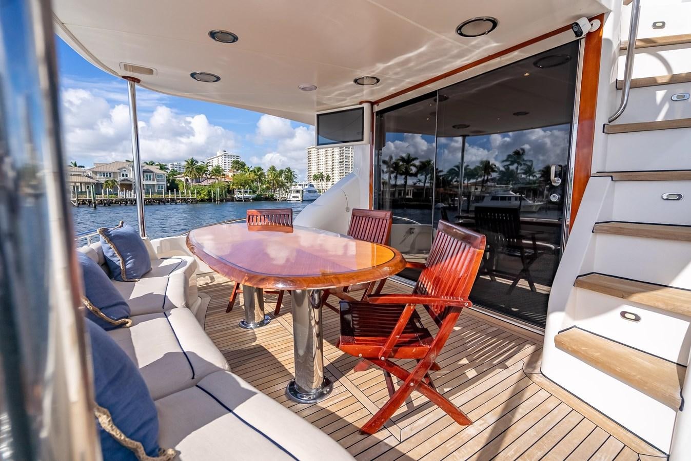 a table and chairs on a boat aboard COMPROMISE Yacht for Sale