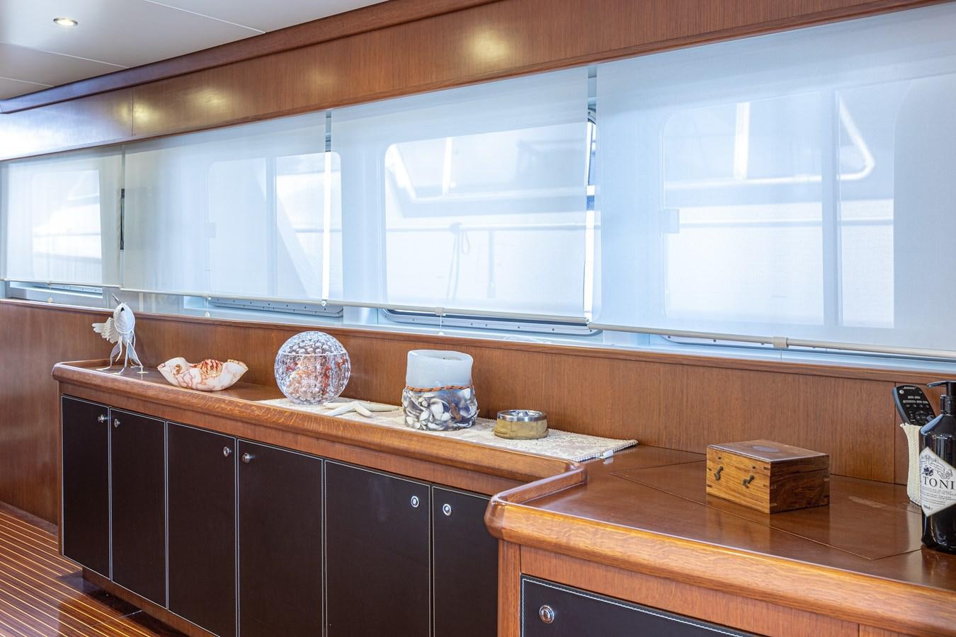 a kitchen with a countertop and a window aboard ORION  Yacht for Sale