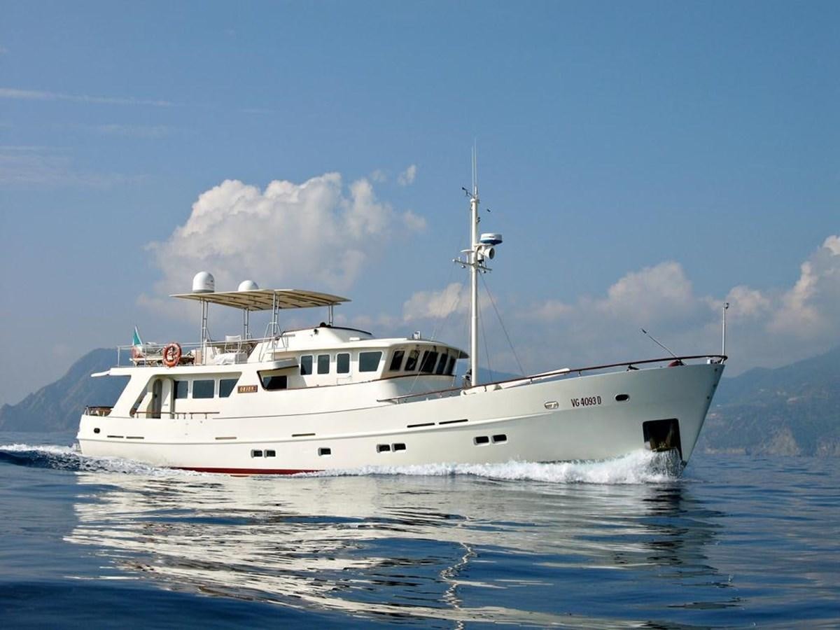 a white boat on water aboard ORION  Yacht for Sale