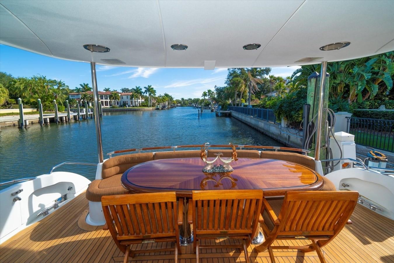 a table and chairs on a deck aboard GOLDEN LADY Yacht for Sale