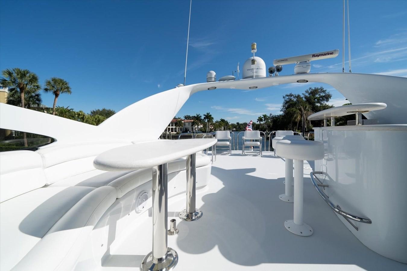 a white satellite dish on a white building with a blue sky aboard GOLDEN LADY Yacht for Sale