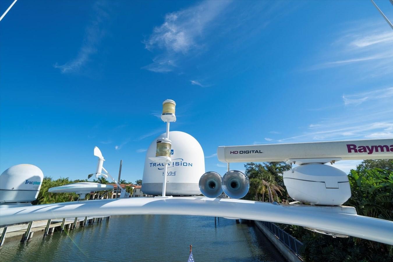 a group of white satellite dishes aboard GOLDEN LADY Yacht for Sale