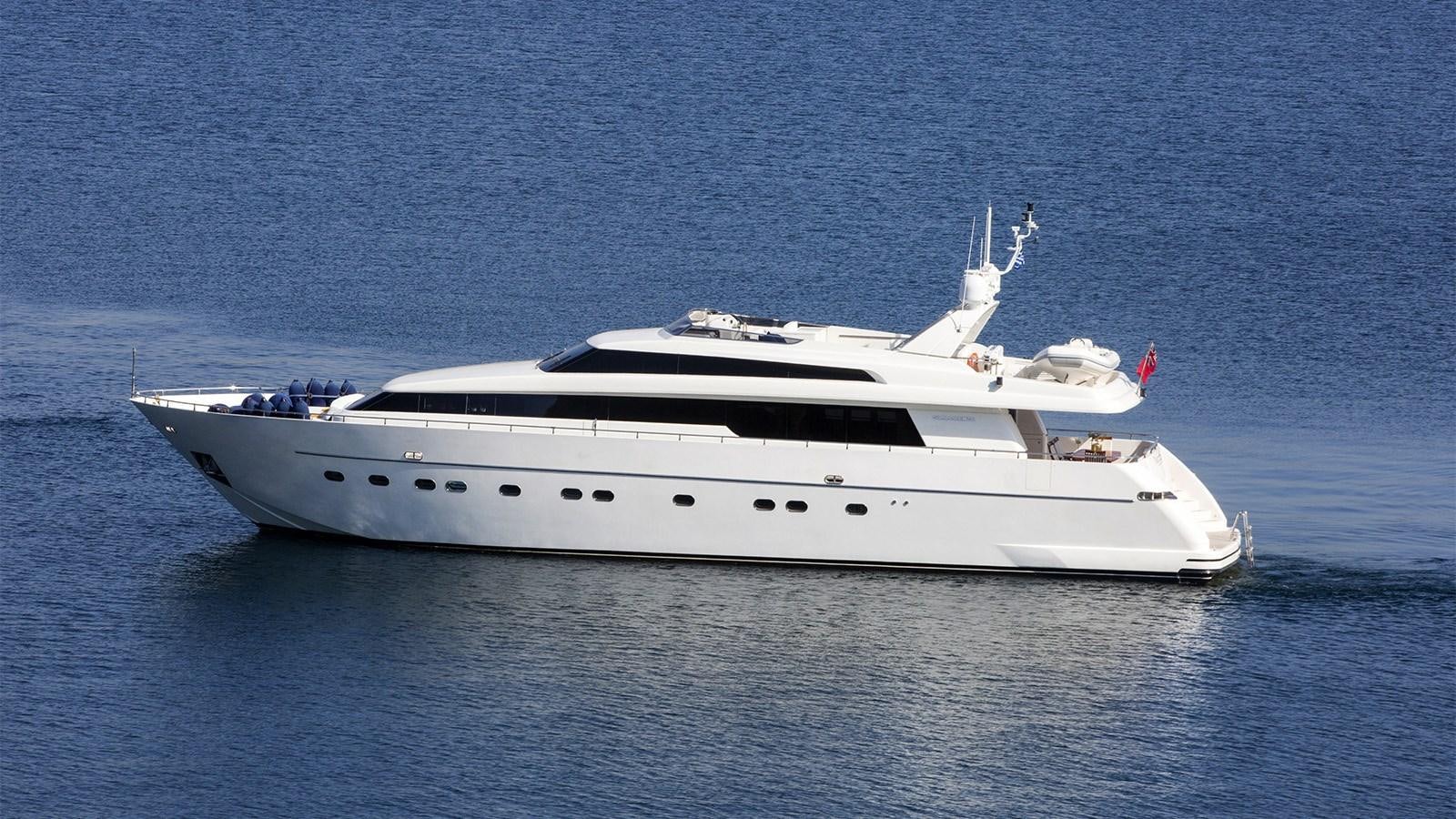 a white yacht in the water aboard DIAMARE Yacht for Sale