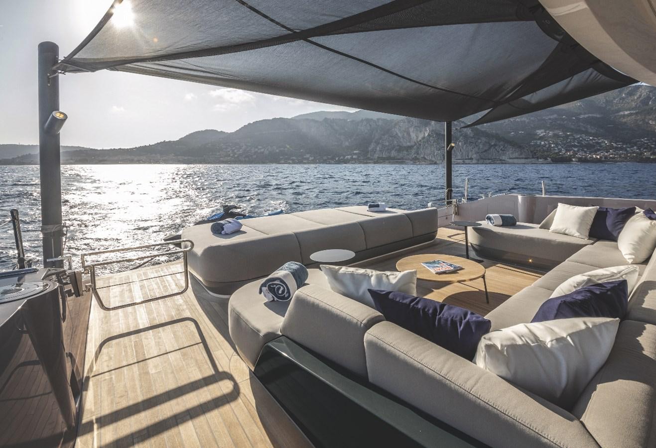 a living room with a large body of water aboard SONEY Yacht for Sale