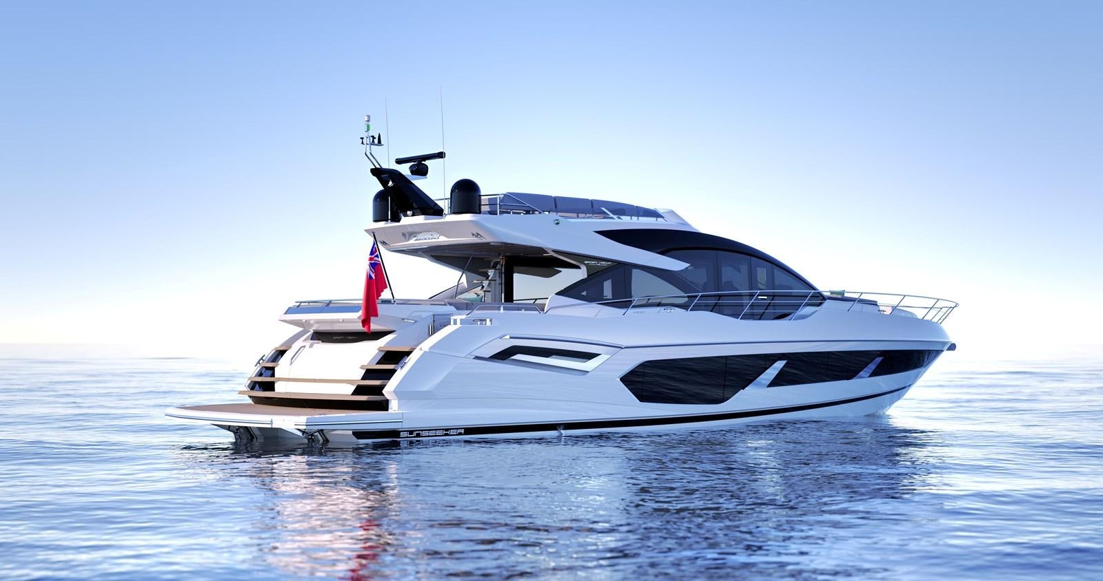 a white yacht in the water aboard 75 SPORT YACHT Yacht for Sale
