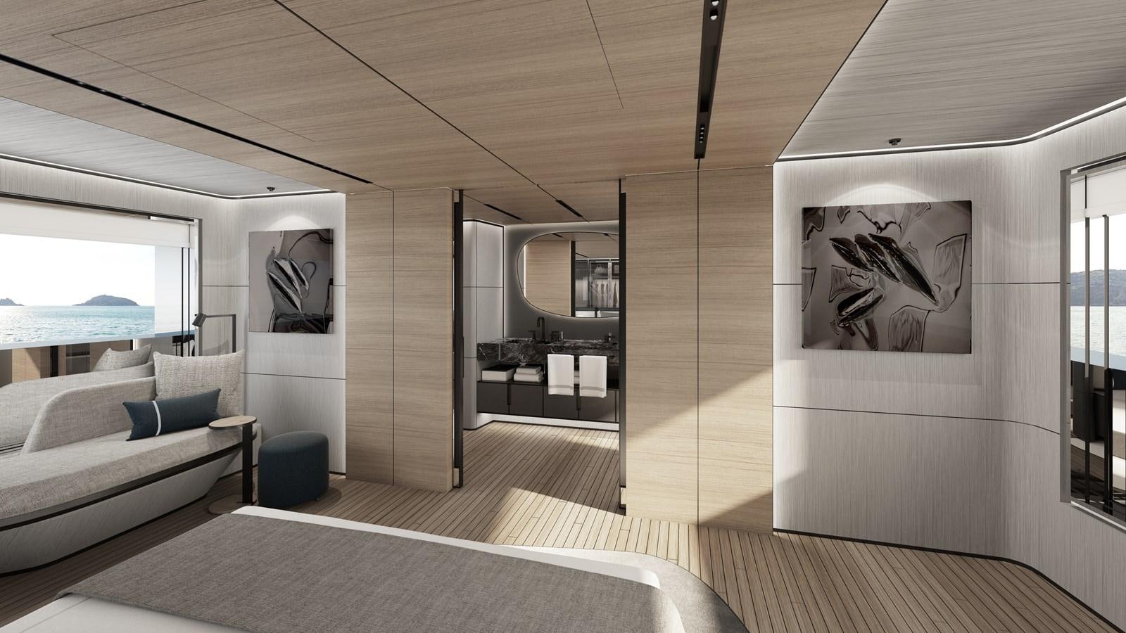 a room with a couch and a table aboard ISA GT 33 Yacht for Sale