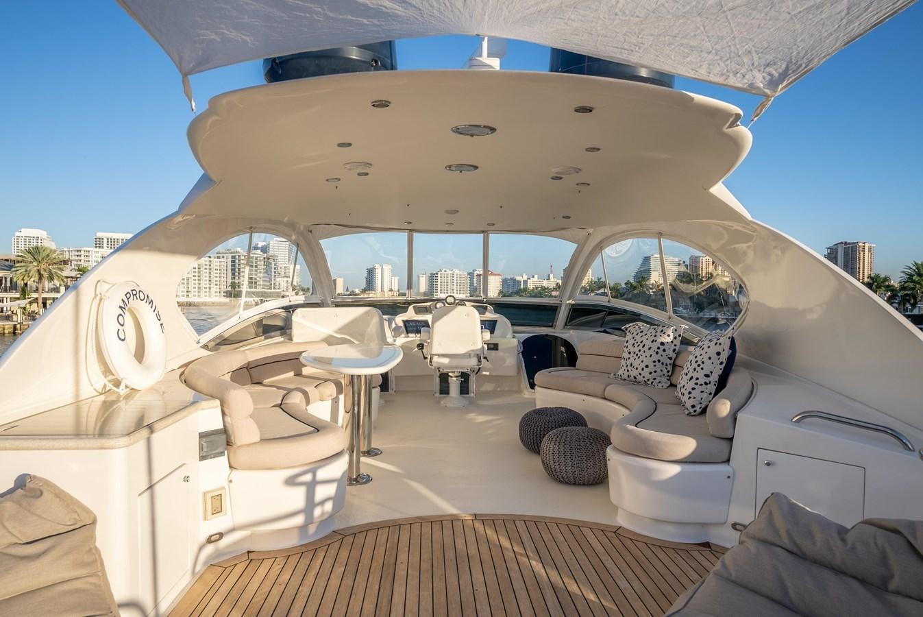 a large white tent with chairs and tables aboard EDITA  Yacht for Sale