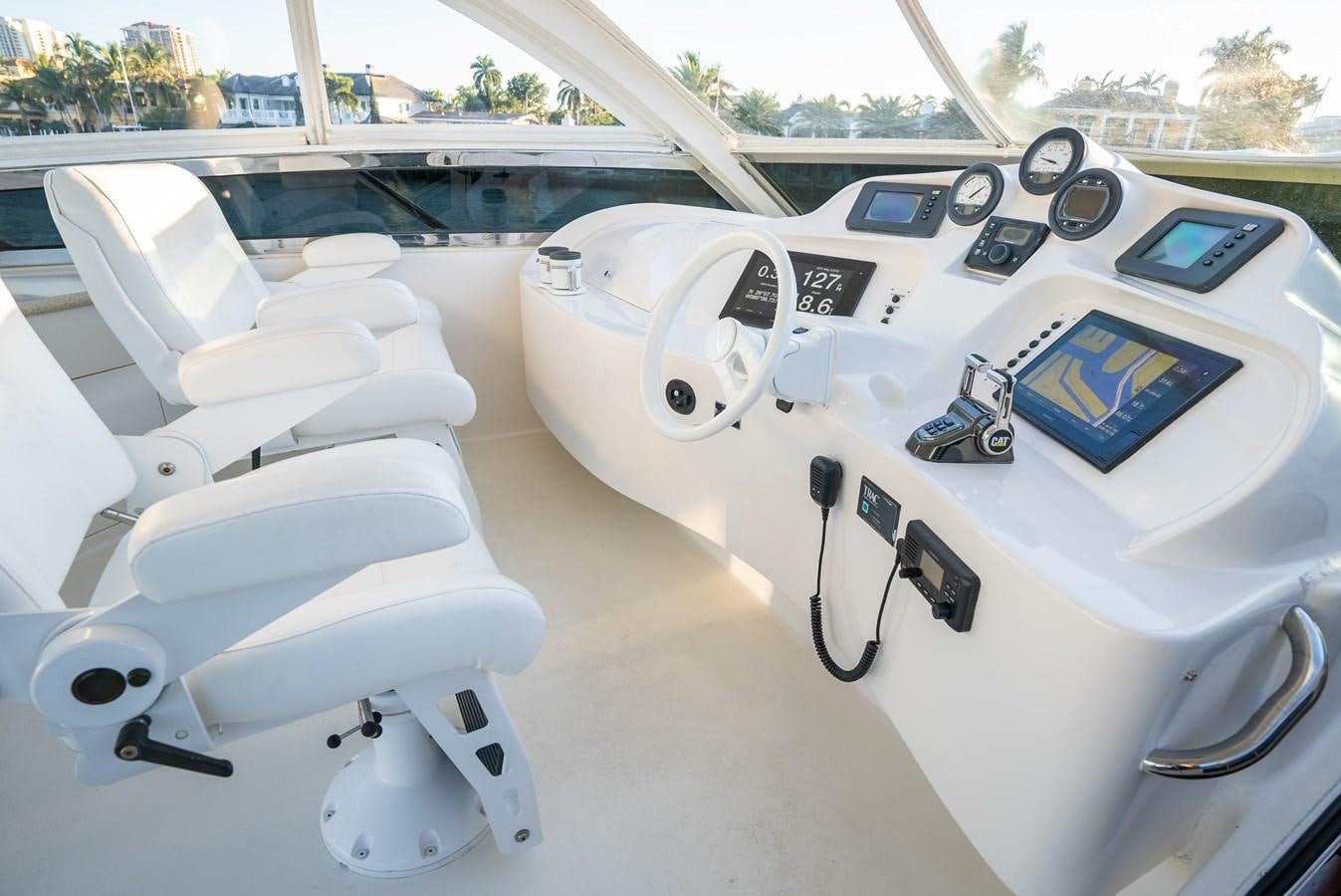 a white car with a blue screen aboard EDITA  Yacht for Sale