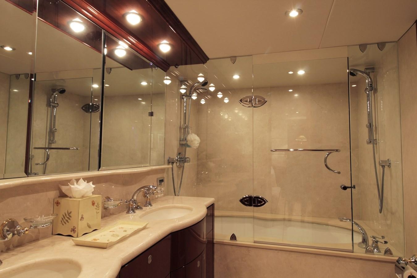 a bathroom with a large shower aboard ARENITA Yacht for Sale