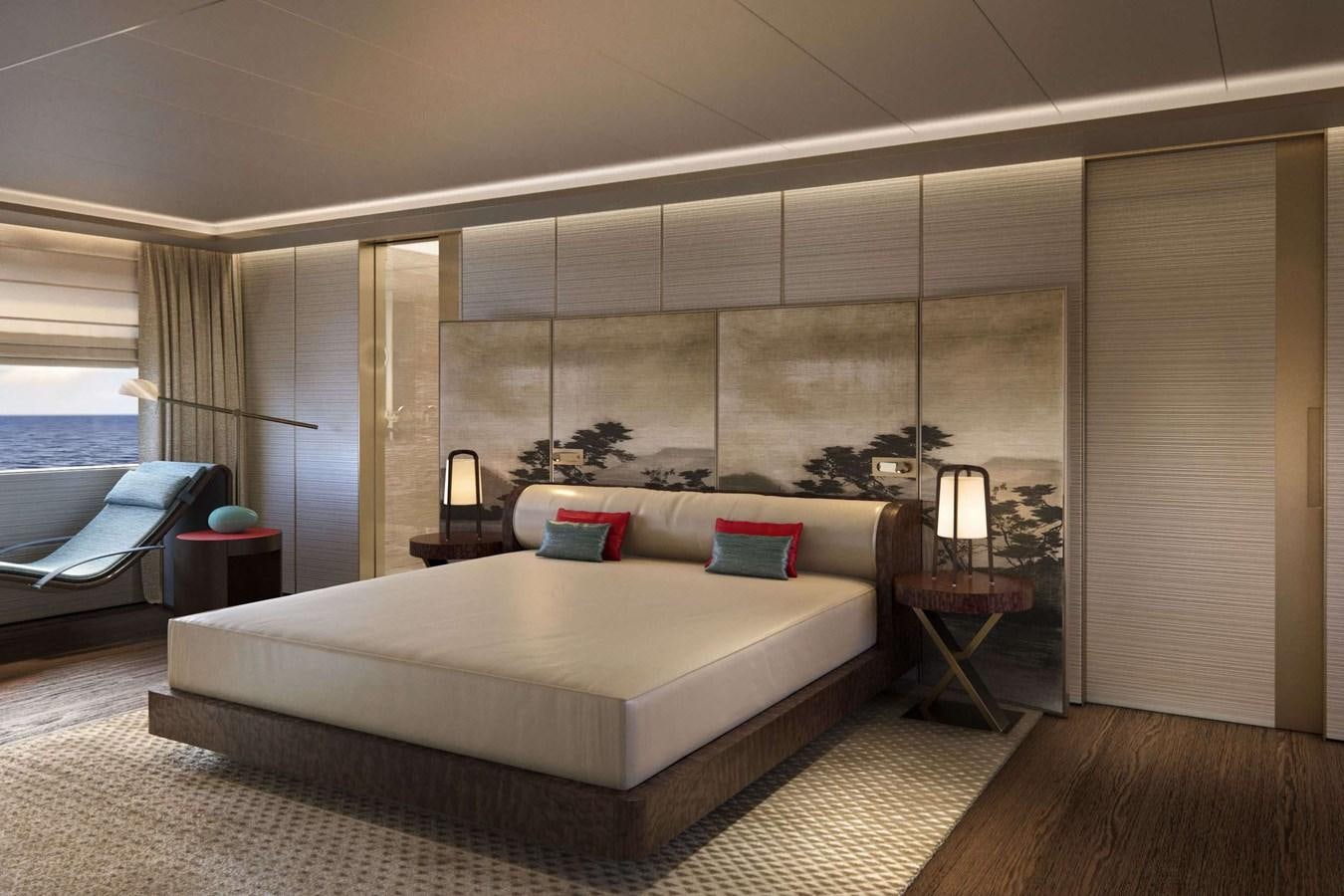 a large bed in a room aboard ADMIRAL 55 S-FORCE PROJECT SILVER STAR Yacht for Sale