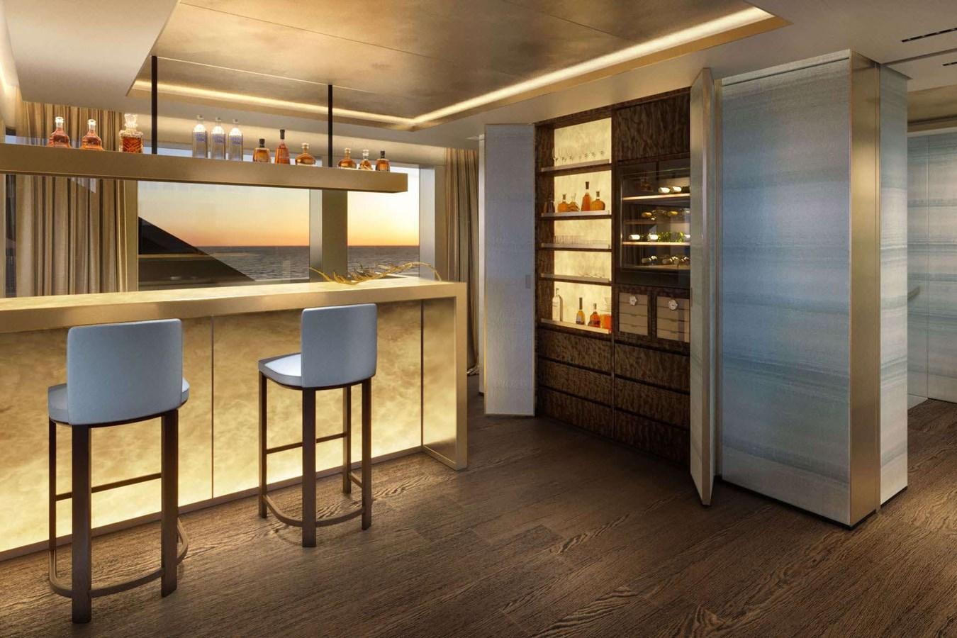 a room with a table and chairs aboard ADMIRAL 55 S-FORCE PROJECT SILVER STAR Yacht for Sale