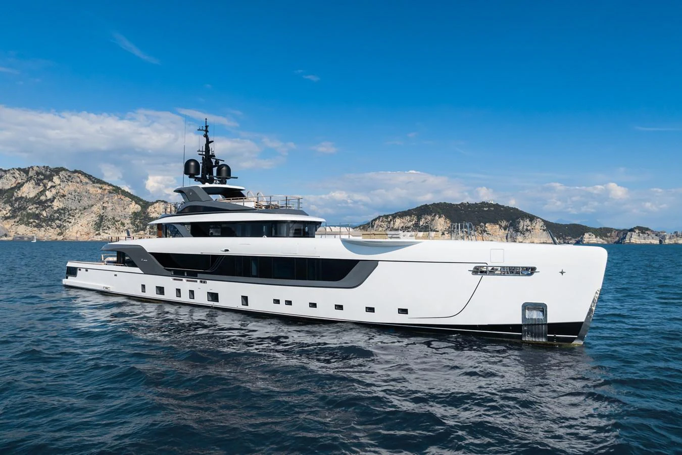 a white boat in the water aboard SILVER STAR I Yacht for Sale
