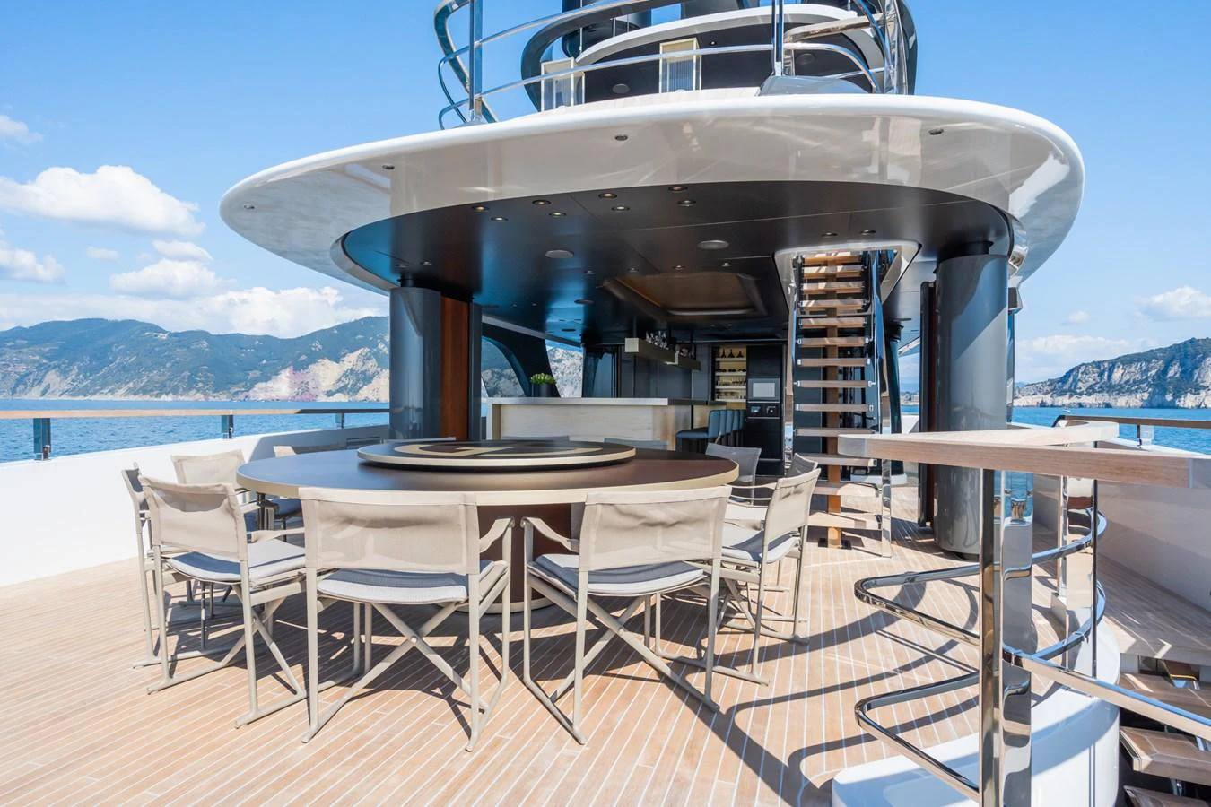 a boat on a deck aboard SILVER STAR I Yacht for Sale