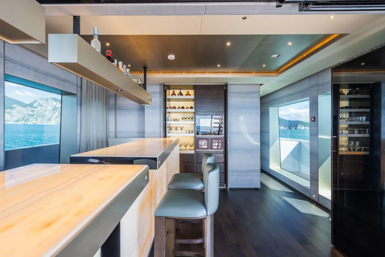 a room with a table and chairs aboard SILVER STAR I Yacht for Sale