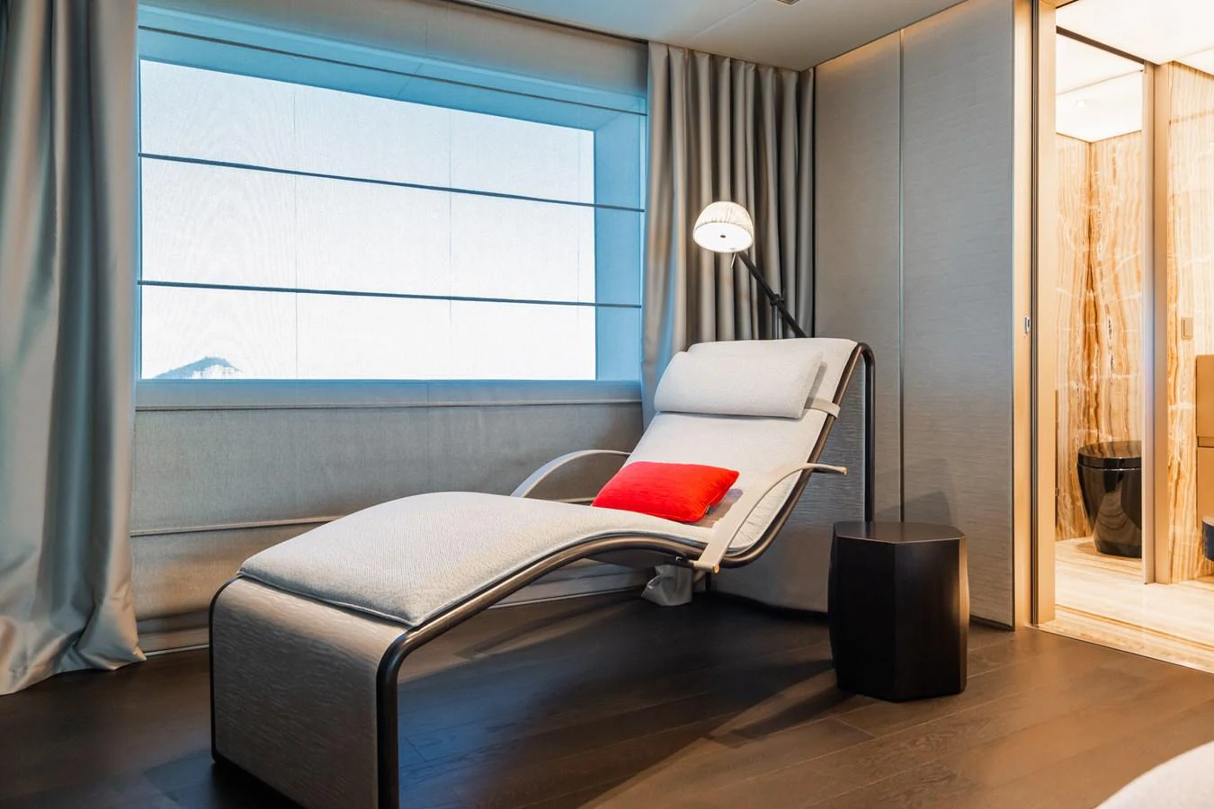 a bed in a room aboard SILVER STAR I Yacht for Sale