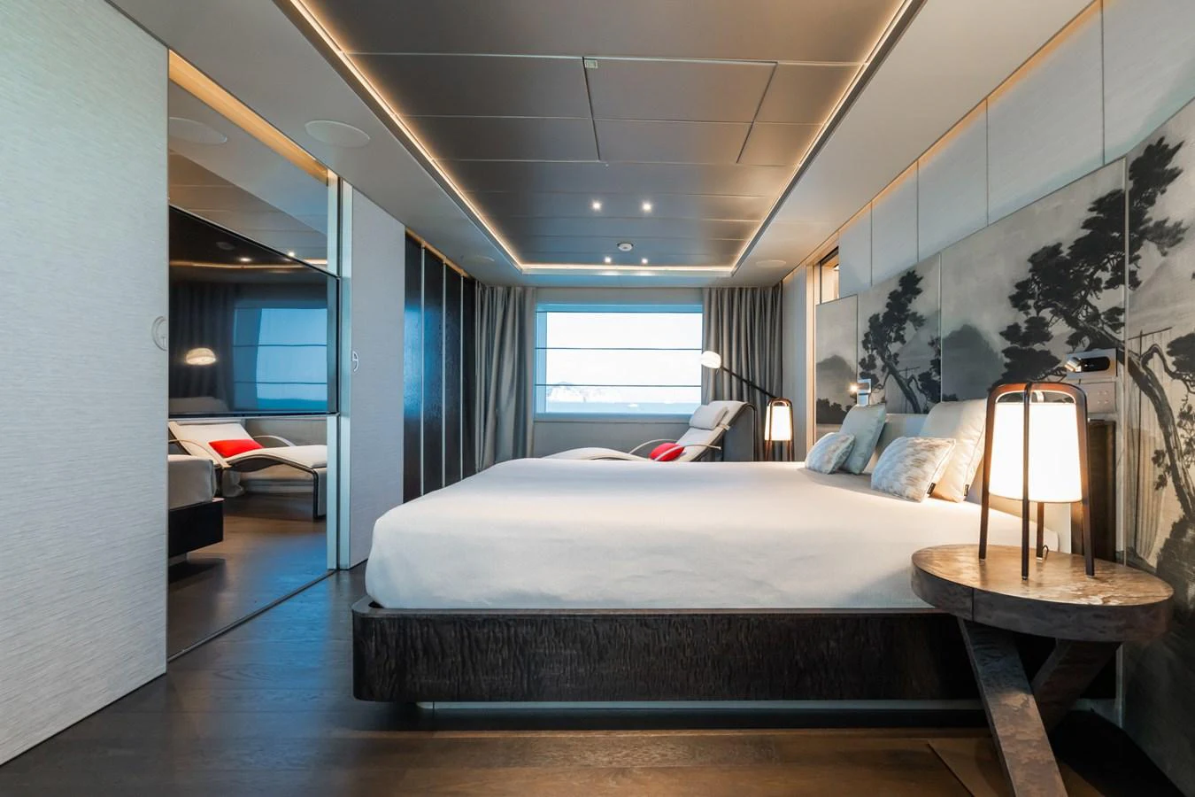 a bed in a room aboard SILVER STAR I Yacht for Sale