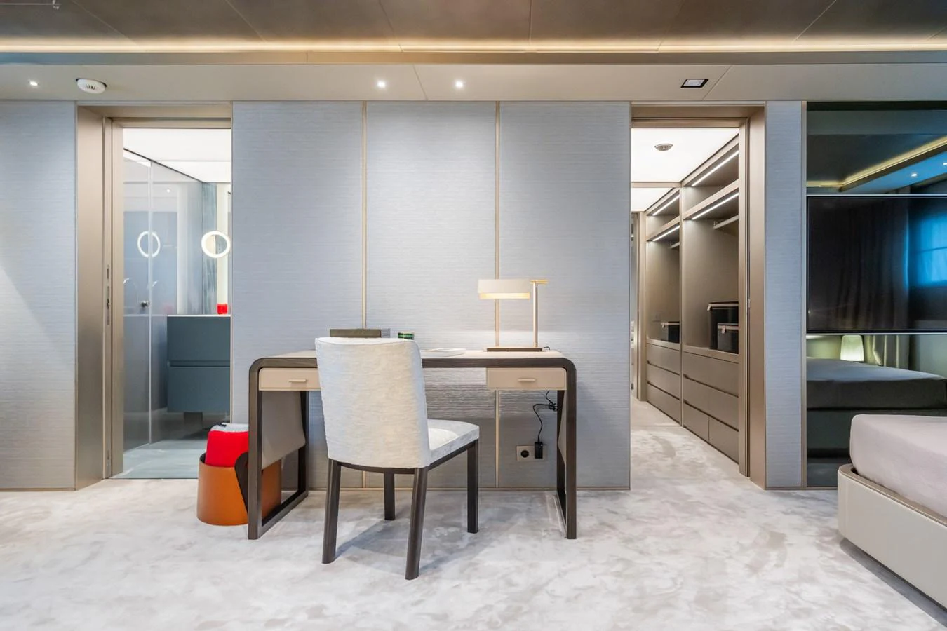 a room with a table and chairs aboard SILVER STAR I Yacht for Sale