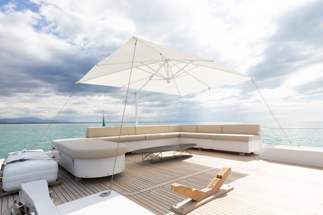 a boat on a deck aboard BABY BOSS Yacht for Sale