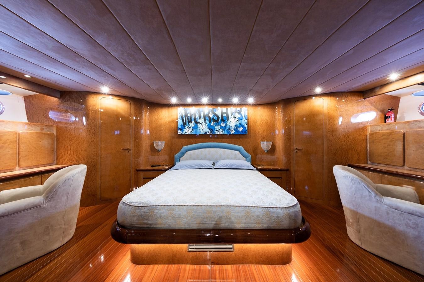 a bed in a room aboard BABY BOSS Yacht for Sale