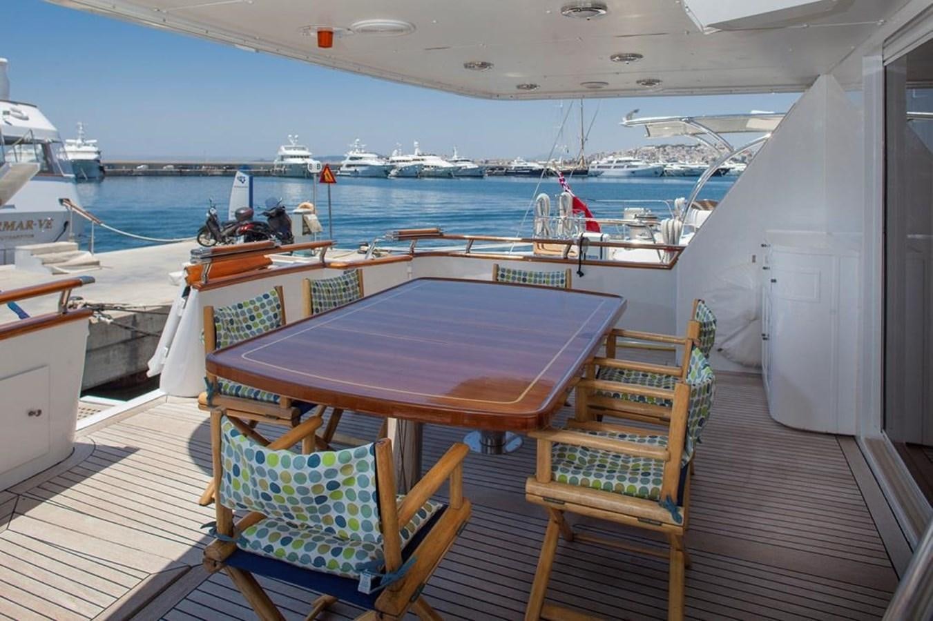 a table and chairs on a boat aboard ARMATHIA Yacht for Sale