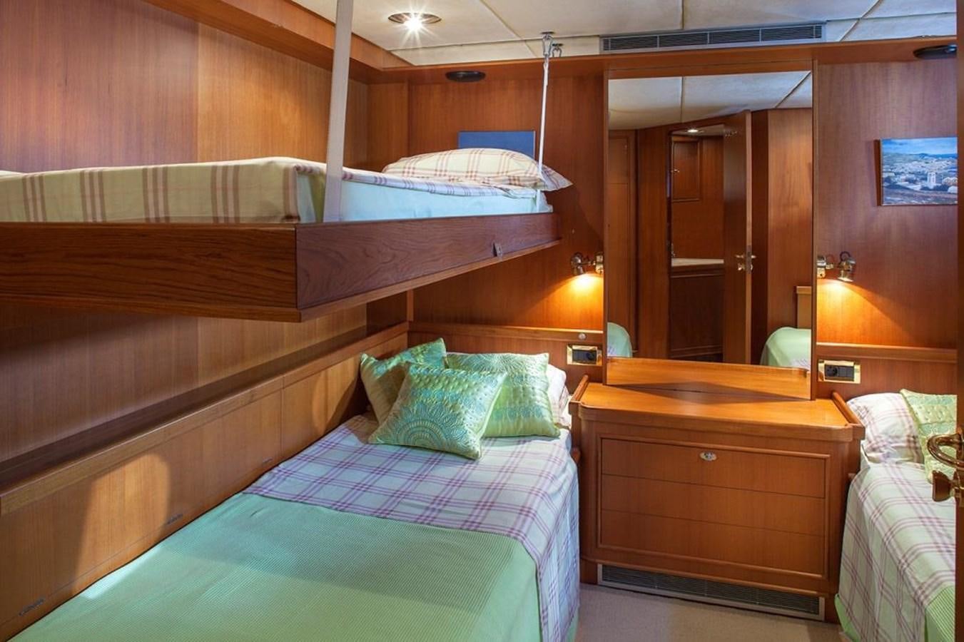 a couple of beds in a room aboard ARMATHIA Yacht for Sale