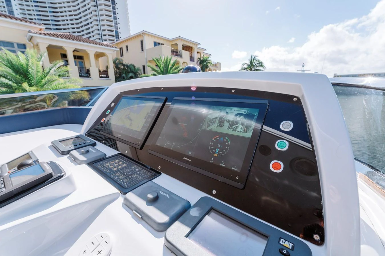 a car with a screen and buttons aboard RESET Yacht for Sale