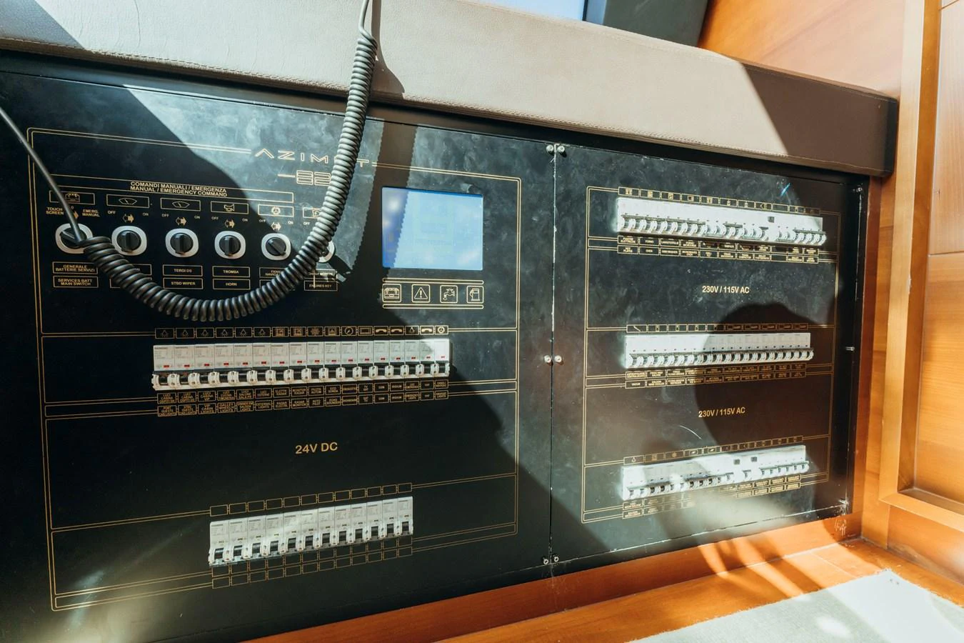 a black box with a black label aboard RESET Yacht for Sale