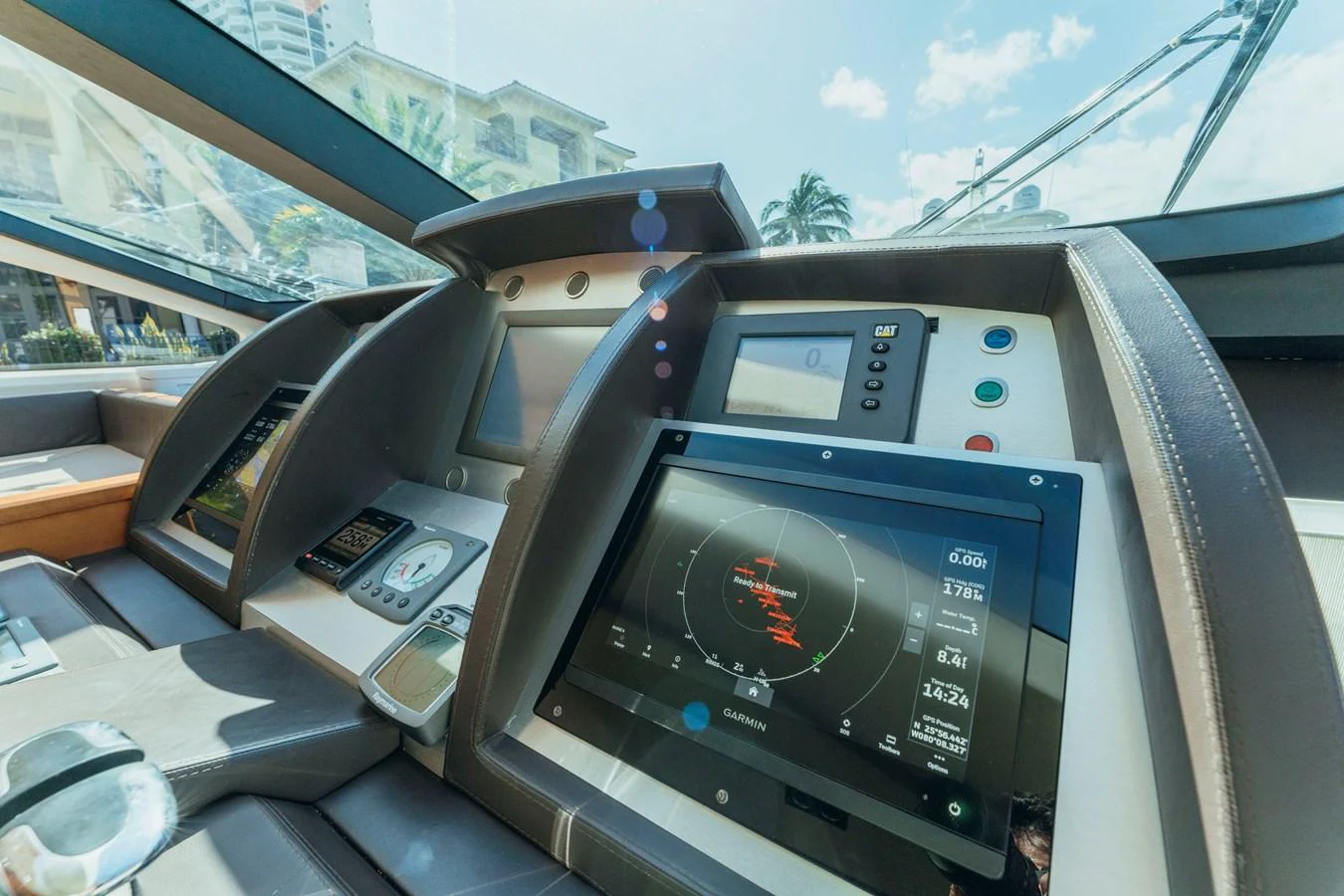 inside of a car aboard RESET Yacht for Sale