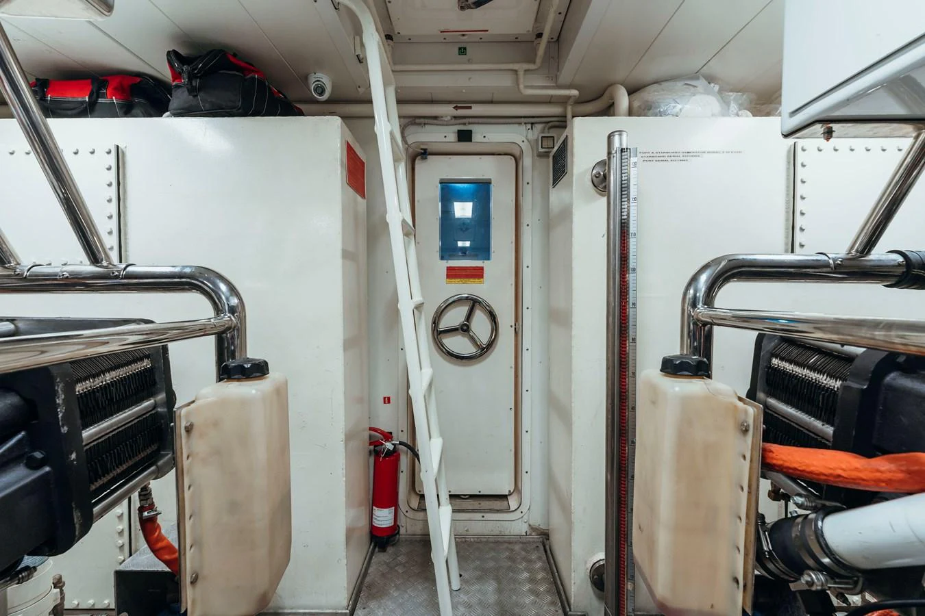 a room with machinery aboard RESET Yacht for Sale